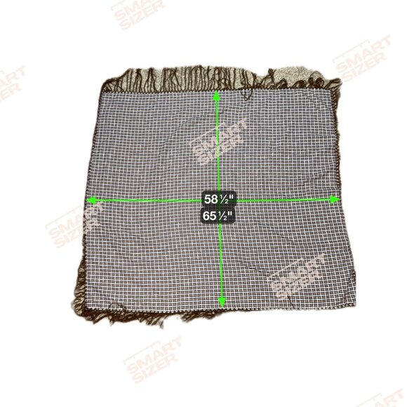 Vintage Checkered Fringe Tablecloth 58X 65 Brown White Cotton Blend Thick Fabric - Picture 4 of 4